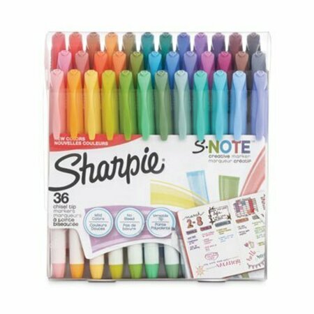SANFORD S-Note Creative Markers, Assorted Ink Colors, Bullet/Chisel Tip, Assorted Barrel Colors, 36PK 2148154